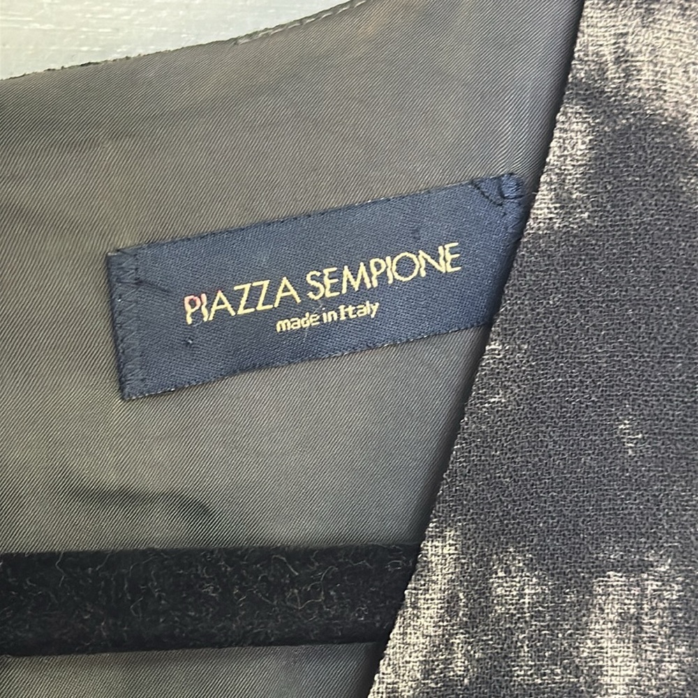 Piazza Sempione Black and Gray Sheath Midi Dress with V-neck for Work - Picture 2 of 7